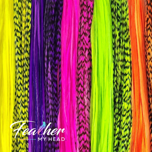 Purple Pink Brown Hair Feathers - Feather Extensions - Hippie Shake Mix