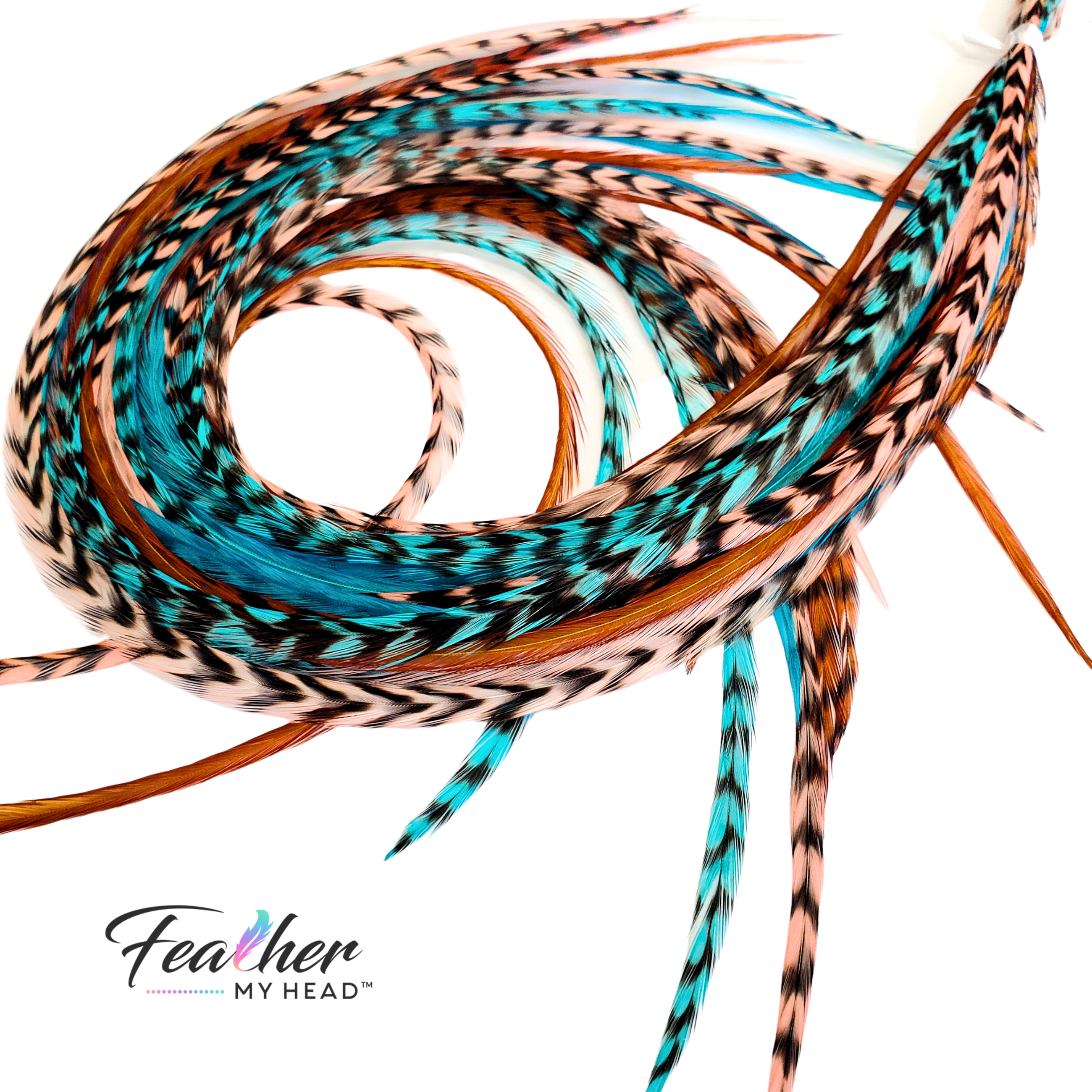 Hair Feather Extensions Long Turquoise Dream Natural Bundle, One XL Feather  Hair Extension With 6 Bonded Hair Accessory Feathers/1 Bundle 