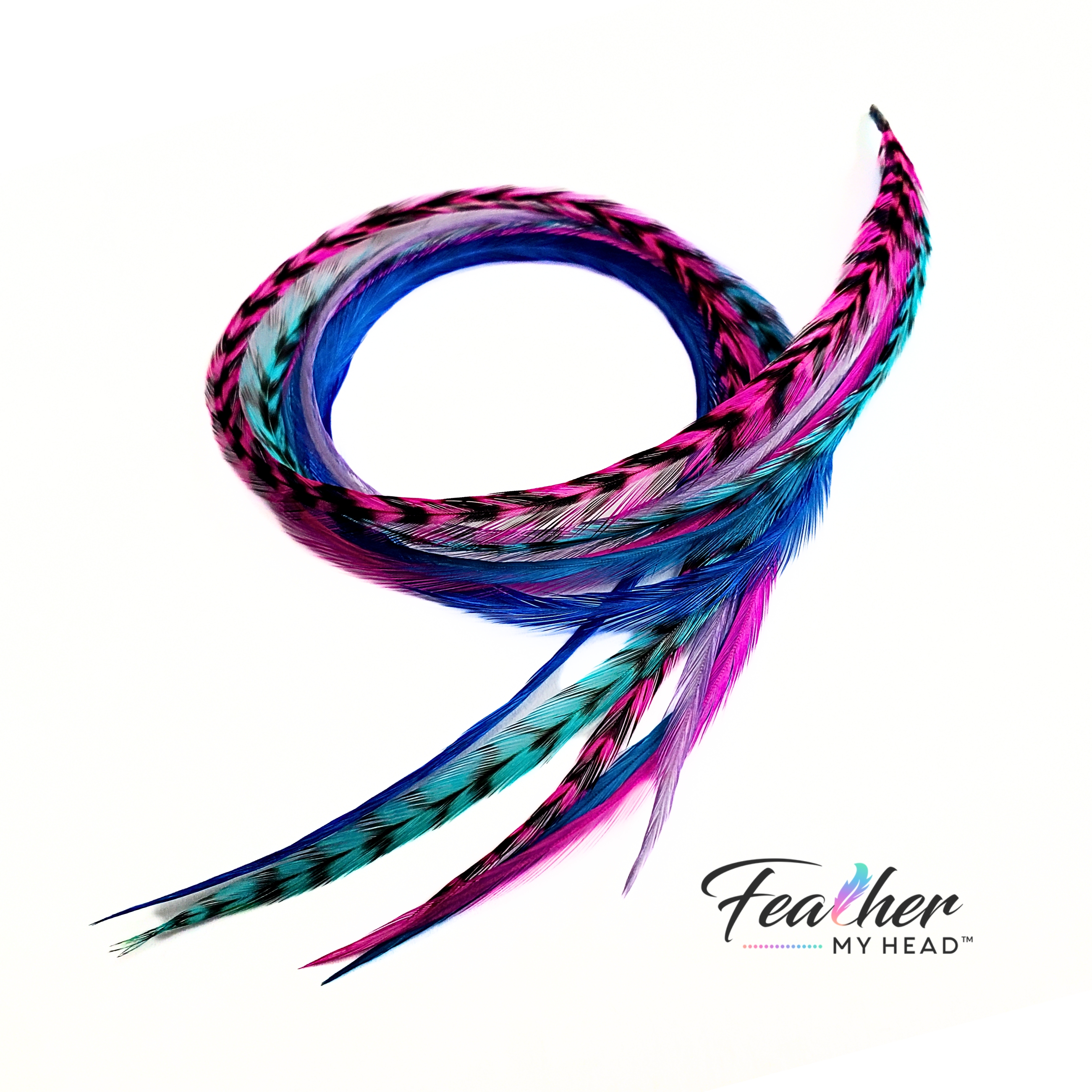 Purple Green Blue Hair Feathers - Feather Extensions, Rainbow, Jelly Belly