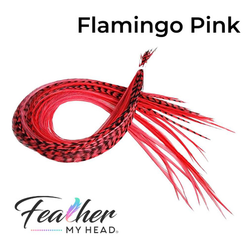 Flamingo Pink Hair Feather Extensions