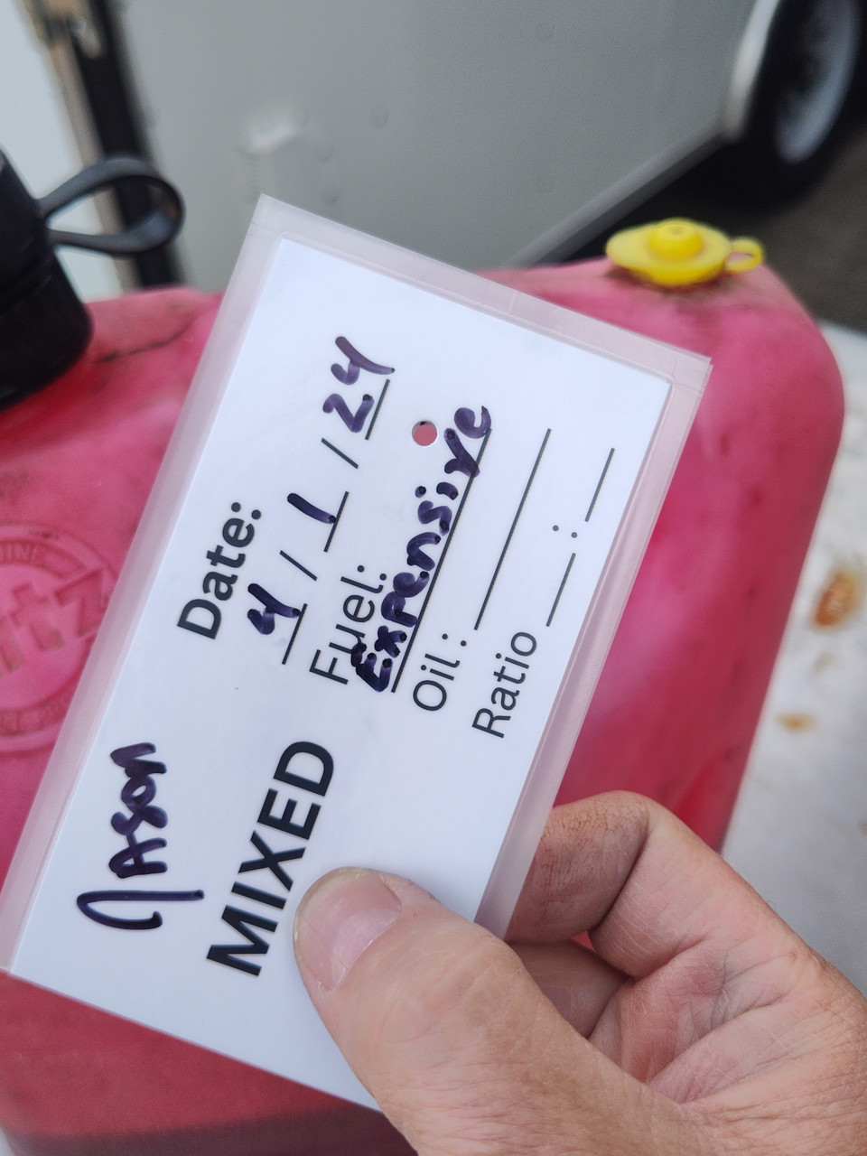 Fuel Jug Label Tag