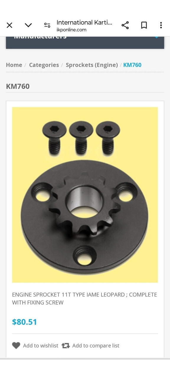 じゃむ IAME KM760 11t Drive Sprocket Clutch Drum 219 - Extra Kart Parts