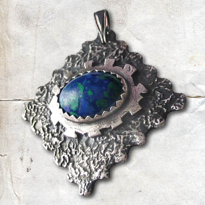 GUARDIAN EYE SILVER PENDANT WITH AZURITE-MALACHITE