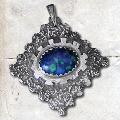 GUARDIAN EYE SILVER PENDANT WITH AZURITE-MALACHITE