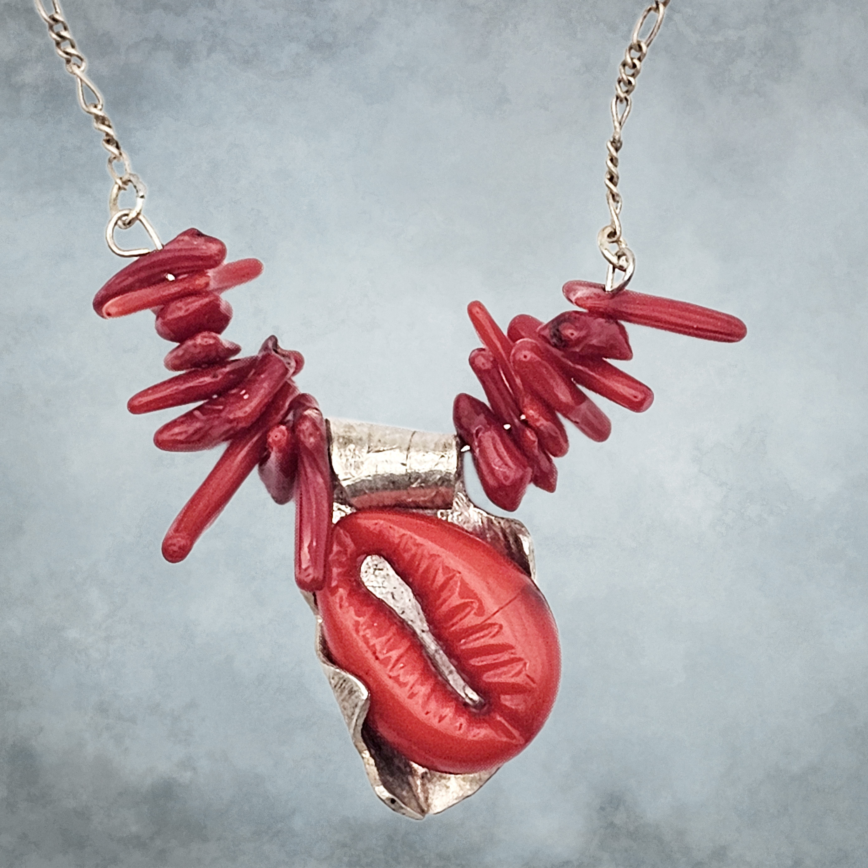 SILVER CORAL NECKLACE