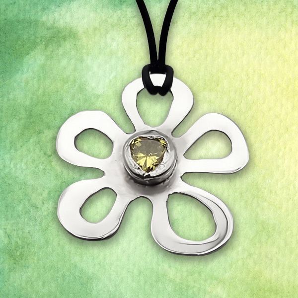 Heart Flower Pendant with Peridot