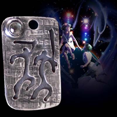 GEMINI ZODIAC SILVER TALISMAN WITH TOPAZ