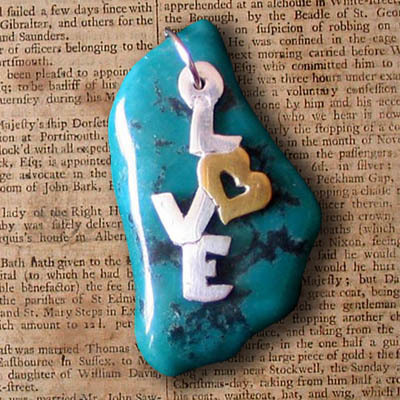 "LOVE" CHARM WITH 24K GOLD