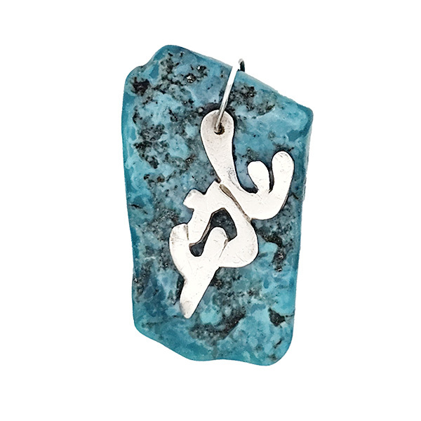"SHEMA" SILVER TALISMAN ON TURQUOISE