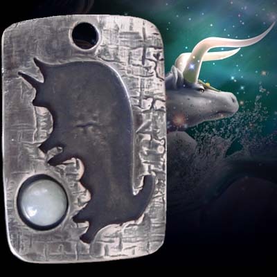 TAURUS ZODIAC SILVER TALISMAN WITH AVENTURINE