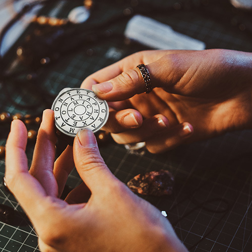 At my studio, working on the talisman