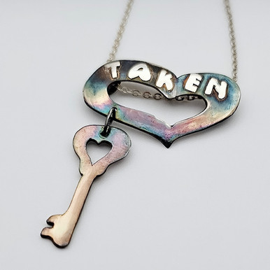 Taken” – Fine Silver Heart & Key Pendant