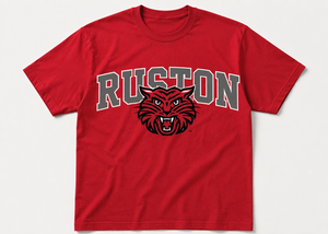 Ruston Tee with Grey Lettering with bearcat head