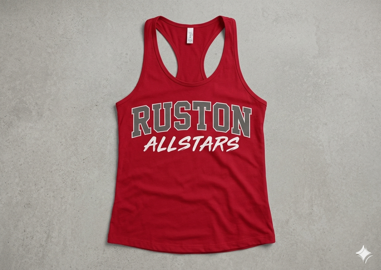 Red Racerback Tank with grey print