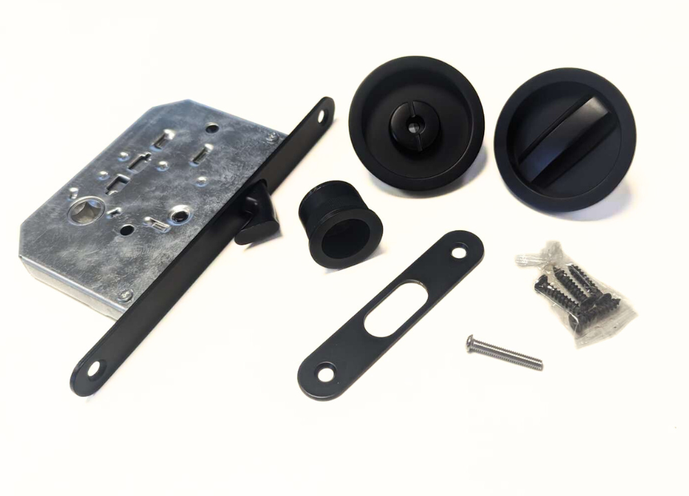 Round Bathroom / Privacy Lock Set For Sliding Pocket Door Painted