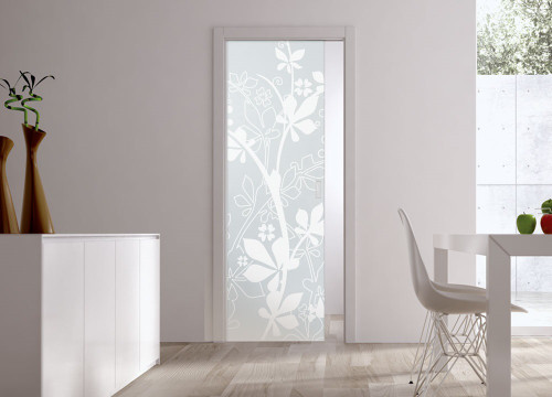 Classic Glass Pocket Door System Patterned JUNGLE