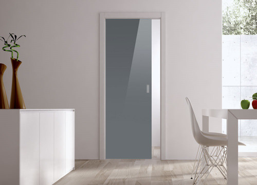 Classic Glass Pocket Door System Coloured GREY (RAL 7024)