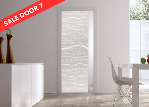 Sale Door TW7- Classic 10mm Glass Pocket Door System Patterned AQUA