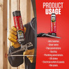 Infographic showing product usage locations for the foam sealant including attic hatches, dryer vents, pipe penetrations, ducting, plumbing penetrations, sill plates, electrical outlets and panels, and rim joists.