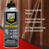 This graphic highlights the capabilities of the 12 ounce Great Stuff Pro Series foam cleaner.

It is designed to clean the Great Stuff Pro foam gun.

The cleaner removes uncured foam, paint, and caulk from various surfaces.

It can be used in two ways: by attaching it to the Pro foam gun or by using the included black spray nozzle.