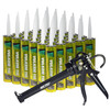 Kit includes 30 tubes of Vulkem 116 polyurethane sealant and one black AWF PRO caulking gun