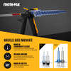 Infographic showing an updated nozzle design for spray foam that reduces clogging, improves mixing, and has 50 percent fewer drips.