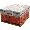 A wooden pallet stacked with multiple 630 board foot spray foam insulation kits in red and white boxes.
