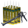 Kit includes 12 tubes of Vulkem 45 SSL polyurethane sealant and one black AWF PRO caulking gun