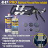 Infographic showing instructions for replacing pressure plates on an AWF Pro dual-component epoxy gun.