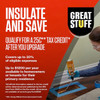 This graphic outlines tax credit information for insulation upgrades.

Homeowners or tenants may qualify for an Energy Efficient Home Improvement Credit for their primary residence.

The credit covers up to 30 percent of eligible expenses, with a maximum of 1,200 dollars per year available.

Official tax credit information is determined by the Internal Revenue Service, and individuals should use Form 5695 to file.