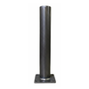 Surface-mounted steel safety bollard with square base plate, industrial pipe construction, designed for facility protection and traffic control applications