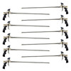 Kit includes ten long-barrel spray foam applicator guns, long extension tubes, and narrow nozzle tips.