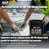 Infographic demonstrating that AWF PRO silicone roof mastic works as a cohesive system with silicone coatings to provide a seamless, UV-stable foundation for roof restorations.