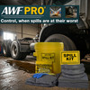 AWF PRO 20 Gallon Universal Spill Kit - 59 Pieces. Perfect for Absorbing Spills of Oils, Coolants, Solvents, & Water. Includes 20g DOT Approved Drum, Universal Socks, Pads & Pillows, & Accessories