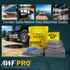 AWF PRO 20 Gallon Universal Spill Kit - 59 Pieces. Perfect for Absorbing Spills of Oils, Coolants, Solvents, & Water. Includes 20g DOT Approved Drum, Universal Socks, Pads & Pillows, & Accessories