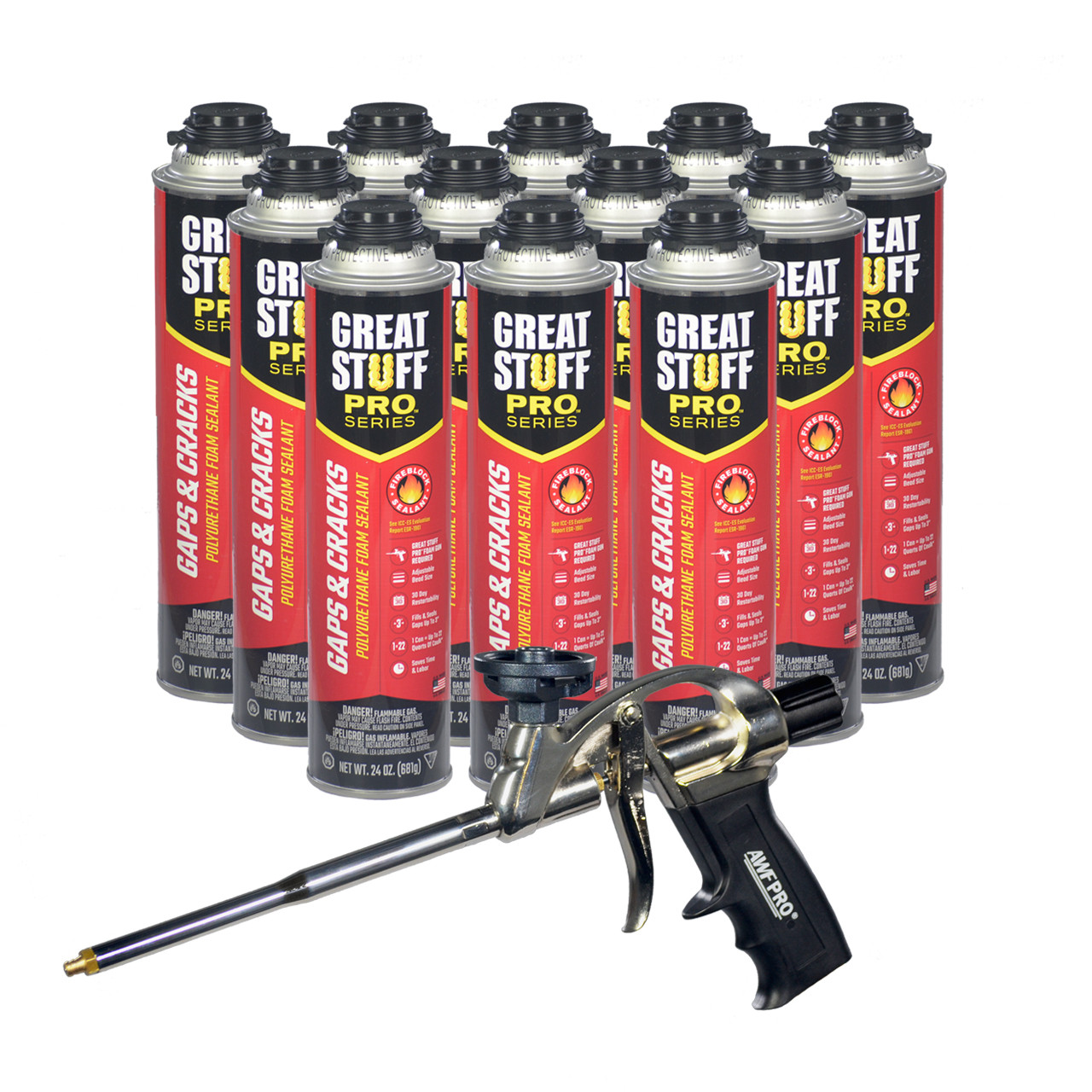 Awf Pro Gaps And Cracks Kit Great Stuff Pro Gaps And Cracks Fireblock Foam Sealant 24 Oz 12 Awf Pro Foam Gun 1 Closed Cell Expanding Foam Awarehousefull