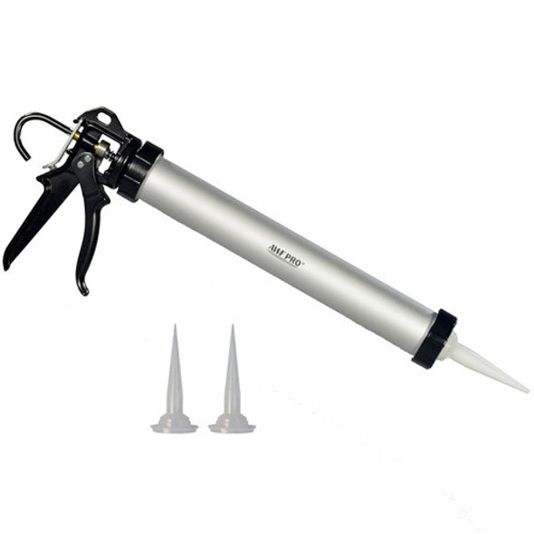 AWF PRO® Aluminum Hull Sausage/Cartridge Caulk Gun, 18:1 Thrust, 10 oz. Cartridge, 20 oz. Sausage with 3 Tips AWF PRO® Aluminum Hull Sausage/Cartridge Caulk Gun, 18:1 Thrust, 10 oz. Cartridge, 20 oz. Sausage with 3 Tips