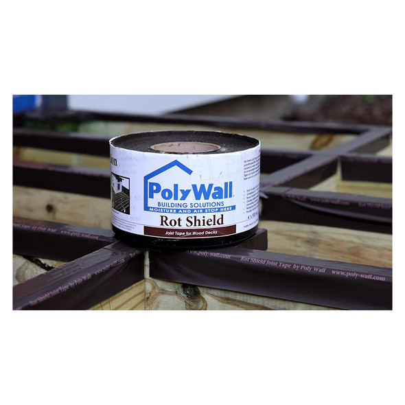 Poly Wall® Rot Shield Joist Tape for Decking, 4" x 100', Pack of 4 with Seam Roller Poly Wall® Rot Shield Joist Tape for Decking, 4" x 100', Pack of 4 with Seam Roller