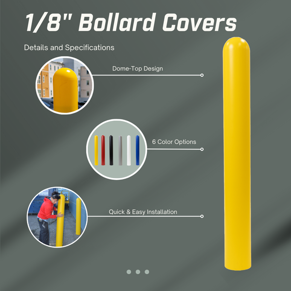 Ideal Shield Dome Top Bollard Cover – 1/8" Wall Thickness, 4" or 6" Diameter, Select Height, Select Color