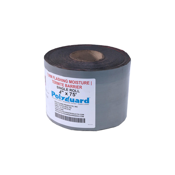 A single 4 inch by 75 foot roll of gray self-adhesive termite barrier and flashing moisture membrane.