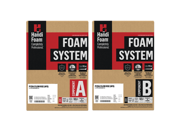 Two component slow rise polyurethane foam system consisting of one Component A box and one Component B box.