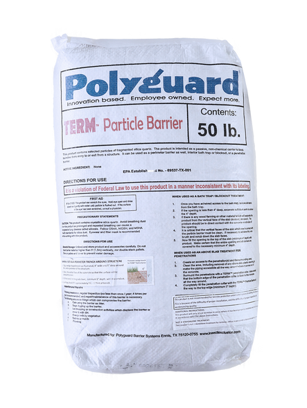 Polyguard TRM Particle Barrier – Non-Chemical Quartz Termite Exclusion System, 50 lb Bag Polyguard TRM Particle Barrier – Non-Chemical Quartz Termite Exclusion System, 50 lb Bag
