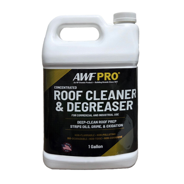 AWF PRO Concentrated Roof Cleaner & Degreaser – Professional Roof Prep Cleaner for Coated & Single-Ply Roofs, Removes Grease, Dirt, Pollen & Mildew, 1 Gallon