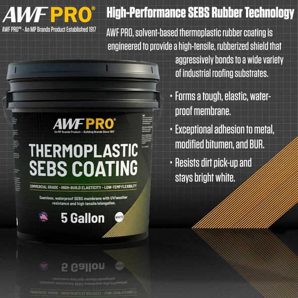 AWF PRO Thermoplastic SEBS Roof Coating – Waterproof Flexible Membrane for Metal, EPDM, TPO & Flat Roofs – UV Resistant Roof Protection