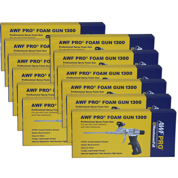 AWF PRO® Foam Gun, High Precision Nozzle for exact placement of Low Expansion Window and Door Foam, 12 Pack
