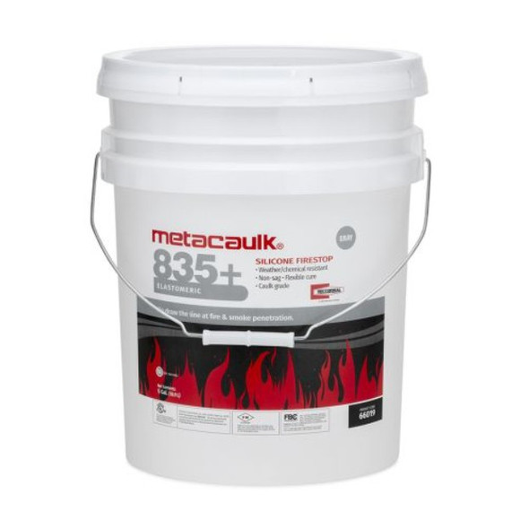 Metacaulk 835+ Caulk Grade Silicone Firestop Sealant, 5 Gallon Pail – UL Listed Elastomeric Fire Caulk for Penetrations, Expansion Joints, Smoke & Sound Sealing
