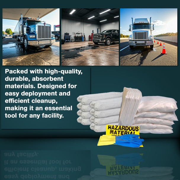 Lifestyle image showing a yellow 30 gallon overpack drum used in a warehouse to store and protect spill response supplies.