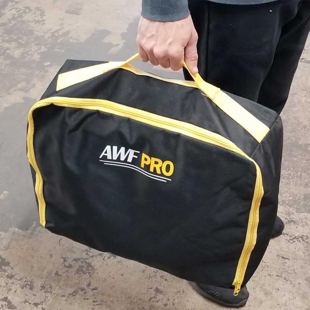 AWF PRO Portable Universal Spill Kit, 35 Pieces: 25 Heavy Duty Sorbent Pads, 3 Sorbent Socks, 5 Disposal Bags, 1 pair of Goggles & Chemical Gloves. Packed in a Heavy Duty, Reusable Nylon Bag