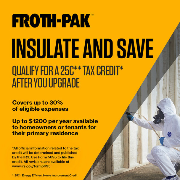 Infographic explaining the 25C Energy Efficient Home Improvement Credit. It covers up to 30 percent of eligible expenses, with up to 1200 dollars per year available to homeowners or tenants for their primary residence. File using IRS Form 5695.