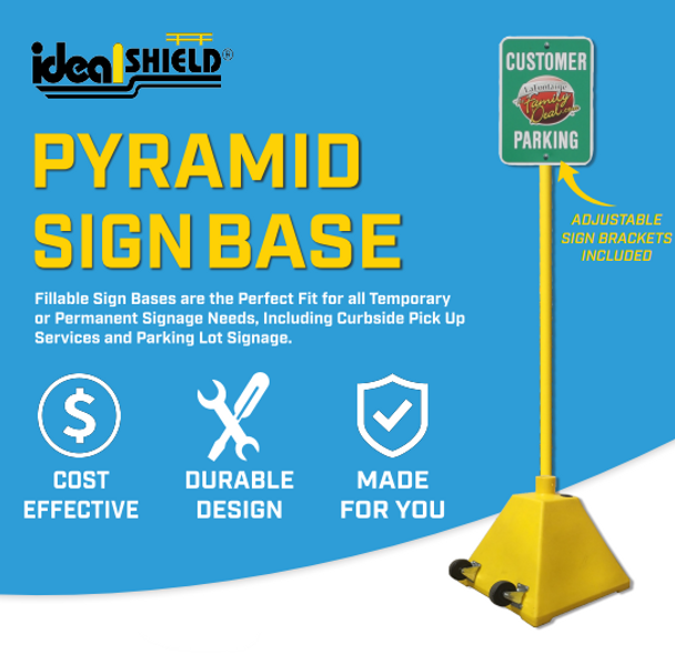 Pyramid Shaped Portable Sign Base and Holder, 96" High, Sign Not Included, Ideal Shield
